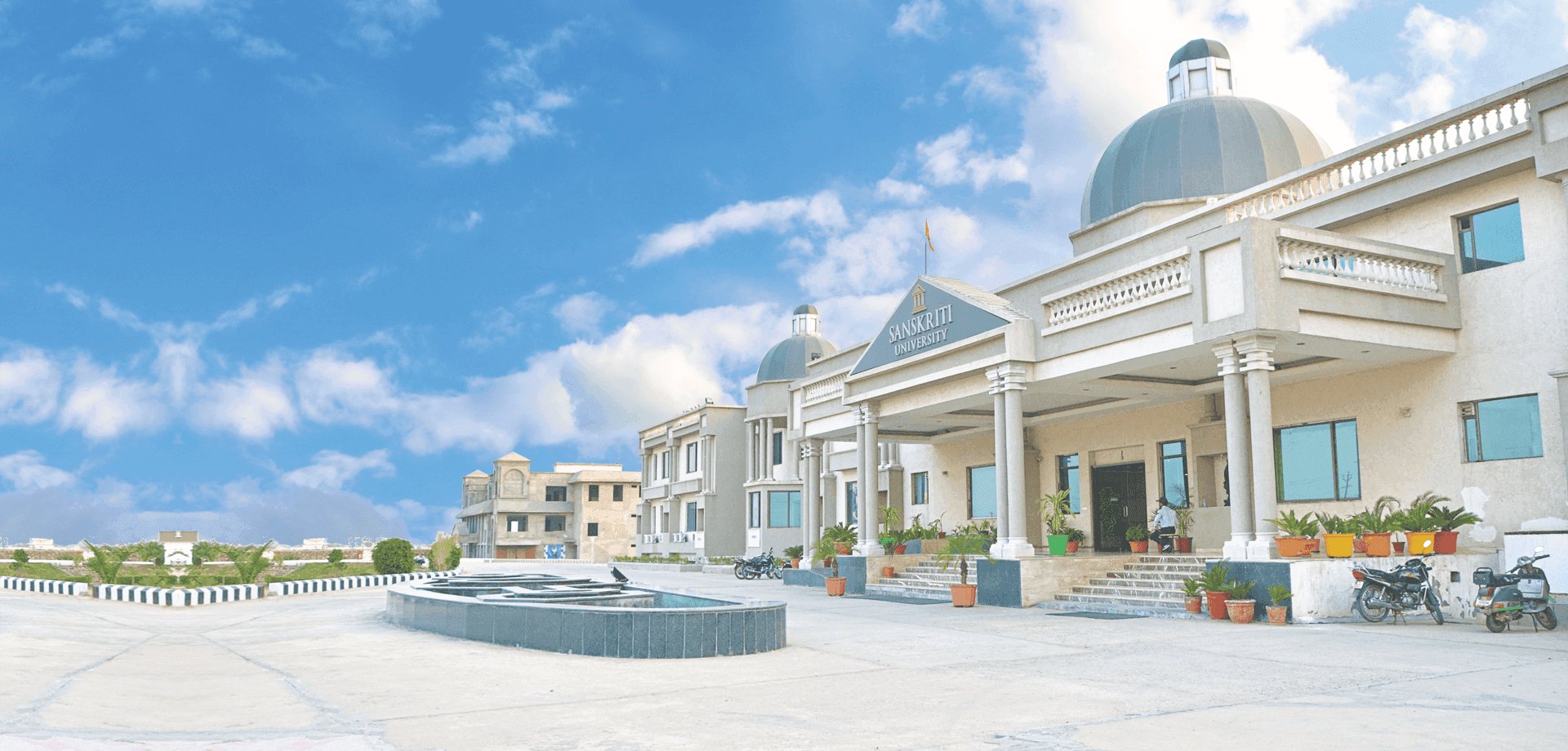 Campus view of Sanskriti University, 28 KM Stone, Mathura - Delhi Highway, Chhata, Mathura, Uttar Pradesh 281401